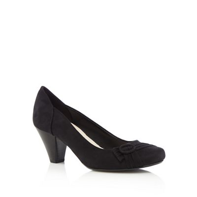 Good for the Sole Black buckle detail wide fit court shoes